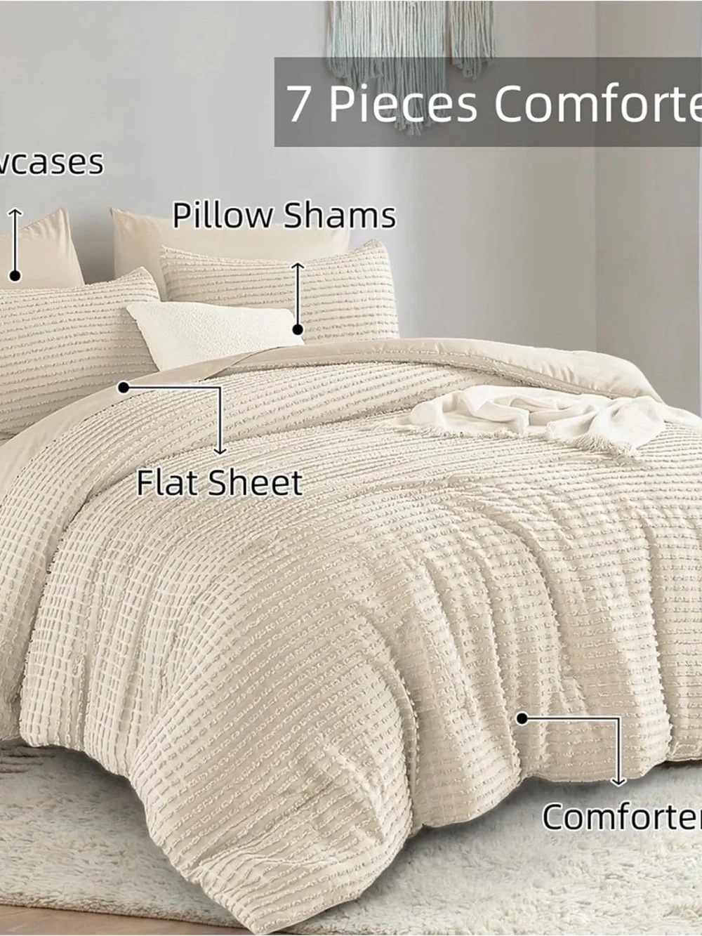 Luxury Cream Textured Comforter Set - Soft Neutral Bedding